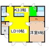 サンクレインⅡ 1LDKの間取り