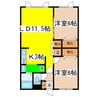 ハイツエミールⅡ 2LDKの間取り
