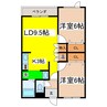ハイツエミールⅡ 2LDKの間取り