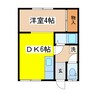 ハイツ宝樹 1DKの間取り