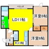 ハピネスハイムⅢ 2LDKの間取り