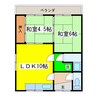 山田ハイツ 2LDKの間取り