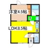 コーポリベラル 1LDKの間取り