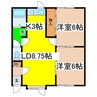 ハイツ七五三 2LDKの間取り