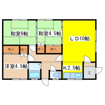 間取図 北園１－９－１２テラスハウス