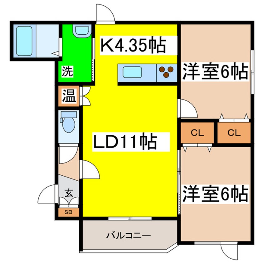 間取図 アビタ２２フェライン鳥取