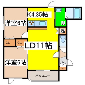 間取図 アビタ２２フェライン鳥取