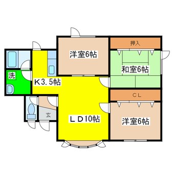 間取図 拓穂ハイツ（鳥取北１０－１４）