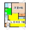 ウェルカムサトウ２ 1DKの間取り