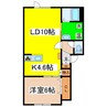 レインボーコート東川Ｂ棟 1LDKの間取り