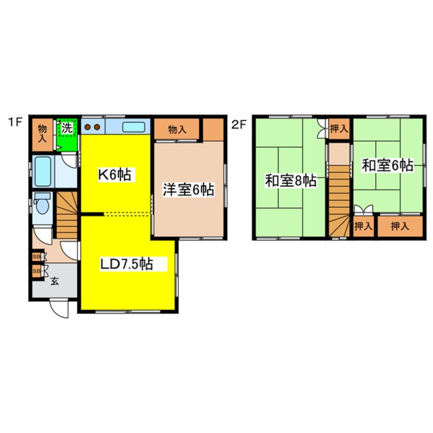 間取図 昭和中央１－４３－４貸家