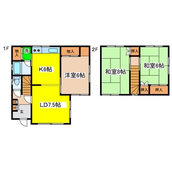 間取図 昭和中央１－４３－４貸家