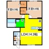 プレシャスコートＣ 2LDKの間取り