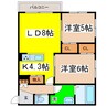 Kaveri壱番館 2LDKの間取り