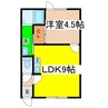 レインボーコートⅡ 1LDKの間取り