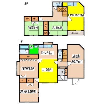 間取図 鶴野東４－１３－２５店舗付住宅