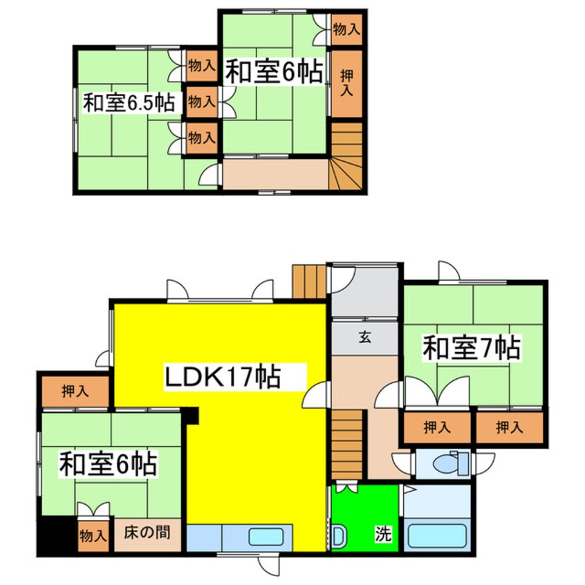 間取図 愛国東２－２７－１４貸家