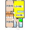 ひかりハイツ 2LDKの間取り