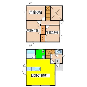 間取図 愛国西１－２７－１１貸家