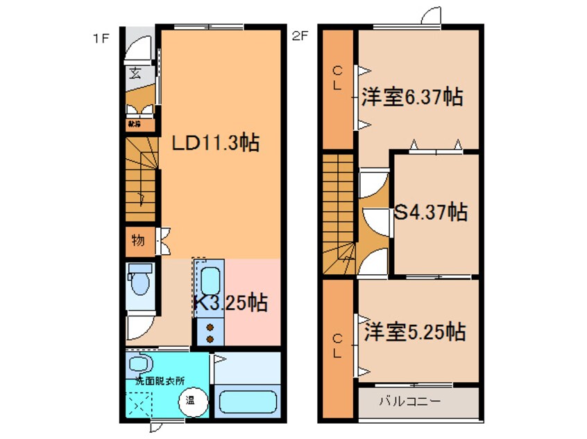 間取図 ﾉｰｽｼﾝｾｲB