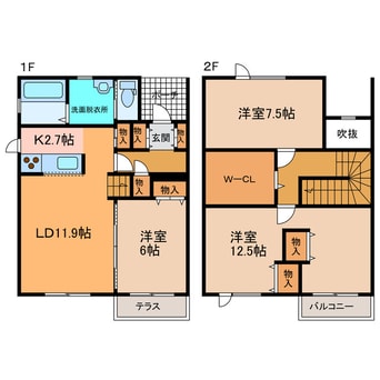 間取図 西1南24借家