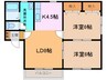 ﾌﾟﾘｵｰﾙ中田 2LDKの間取り