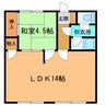 ﾊｲﾑ中田 1LDKの間取り