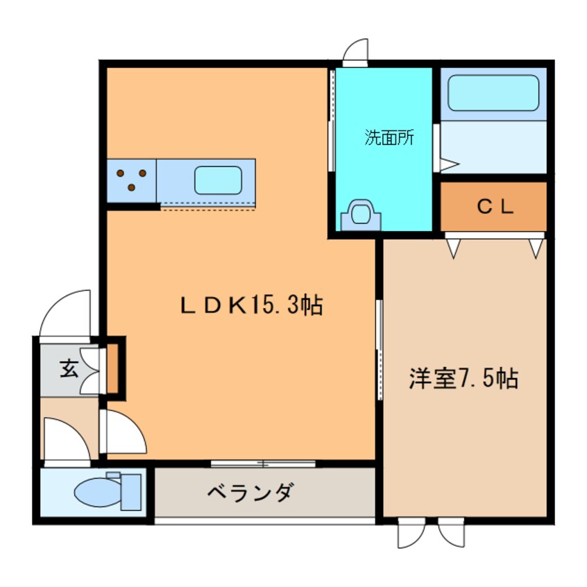 間取図 EAST　GARDENⅥ（ｲｰｽﾄｶﾞｰﾃﾞﾝ）