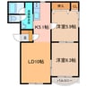 ｻﾝﾎﾞﾅｰﾙゆとり野 2LDKの間取り