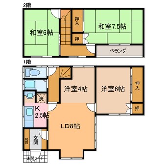 間取図 東6南2貸家