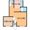 溝口貸家 34 1LDKの間取り
