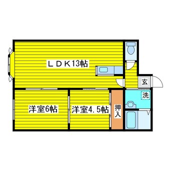 間取図 札幌市営地下鉄東豊線/元町駅 徒歩34分 2階 築34年