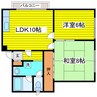 千歳線/苗穂駅 徒歩20分 2階 築36年 2LDKの間取り
