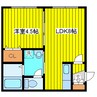 ピースハーモニー北28条 1LDKの間取り