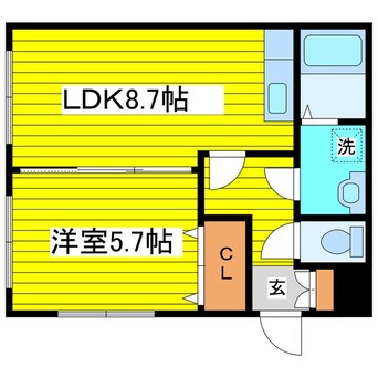 間取図 札幌市営地下鉄東豊線/元町駅 徒歩2分 2階 築21年