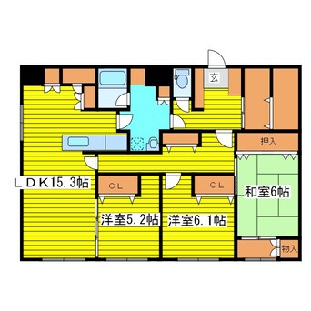 間取図 札幌市営地下鉄東豊線/元町駅 徒歩6分 6階 築34年