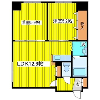 間取図 札幌市営地下鉄東豊線/元町駅 徒歩11分 2階 築23年