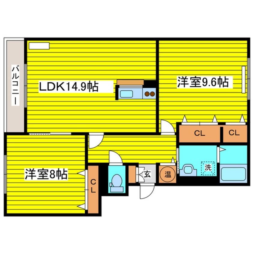 間取図 函館本線/苗穂駅 徒歩21分 2階 築20年