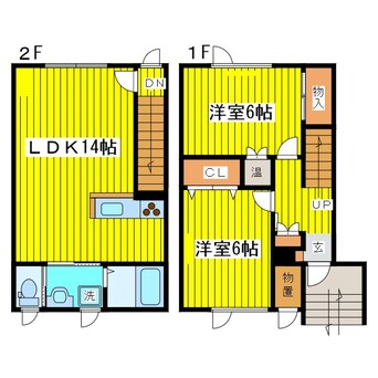 間取図 札幌市営地下鉄南北線/北２４条駅 徒歩6分 1-2階 築12年