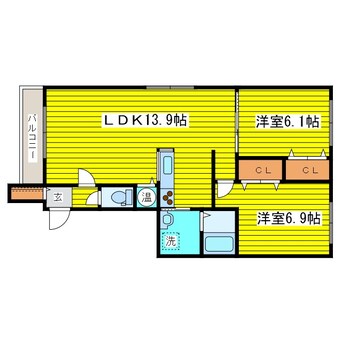 間取図 札幌市営地下鉄東豊線/元町駅 徒歩10分 2階 築12年