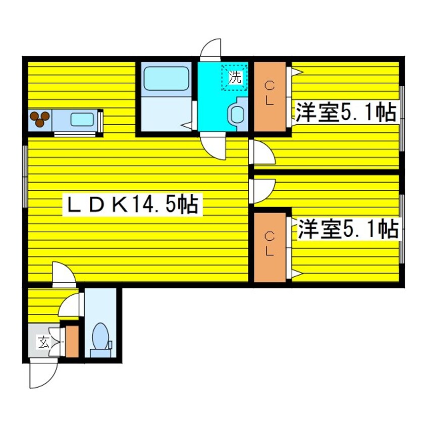 間取図 札幌市営地下鉄東豊線/環状通東駅 徒歩12分 2階 築8年