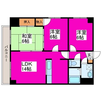 間取図 札幌市営地下鉄東豊線/元町駅 徒歩40分 2階 築21年