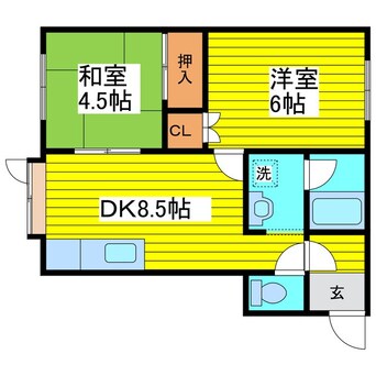 間取図 札幌市営地下鉄東豊線/新道東駅 徒歩8分 2階 築36年