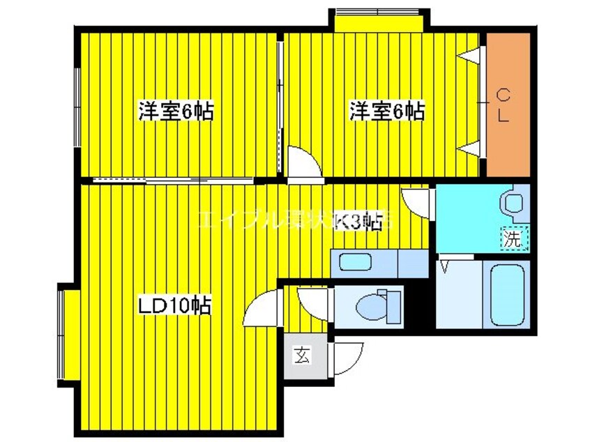 間取図 札幌市営地下鉄南北線/北３４条駅 徒歩17分 2階 築21年