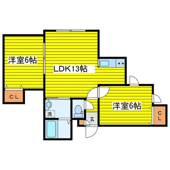 間取図 札幌市営地下鉄東豊線/環状通東駅 徒歩9分 2階 築12年