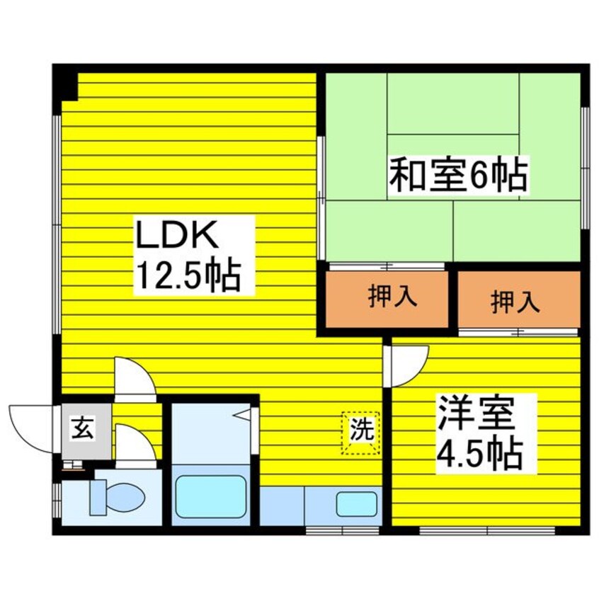 間取図 札幌市営地下鉄東豊線/環状通東駅 徒歩2分 2階 築45年