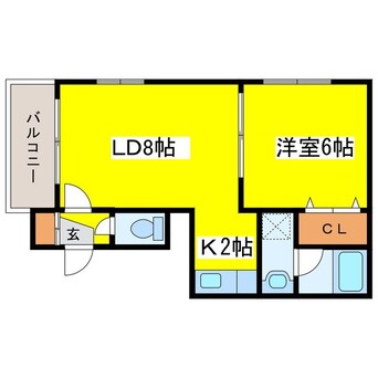 間取図 札幌市営地下鉄東豊線/東区役所前駅 徒歩5分 2階 築27年