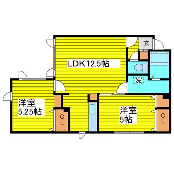 間取図 札幌市営地下鉄東豊線/環状通東駅 徒歩8分 2階 築26年