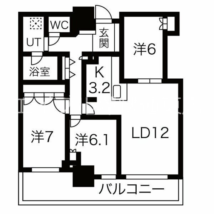 間取図 千歳線/苗穂駅 徒歩3分 23階 築3年