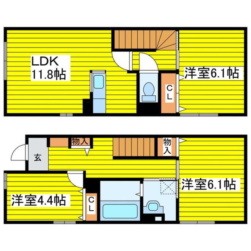 間取図 札幌市営地下鉄東豊線/北１３条東駅 徒歩6分 1-2階 築8年